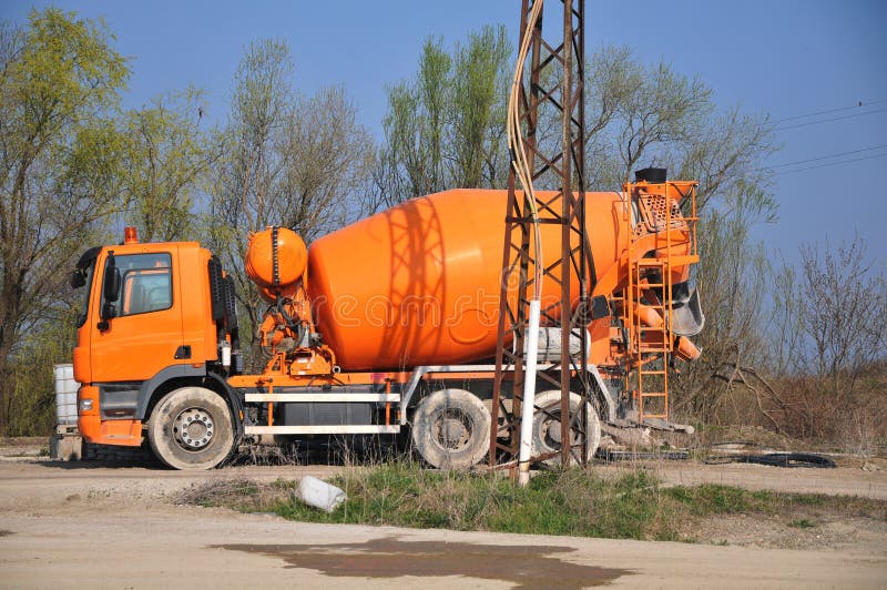 Cement Mixer Truck stock image. Image of scaffold, working - 19158821