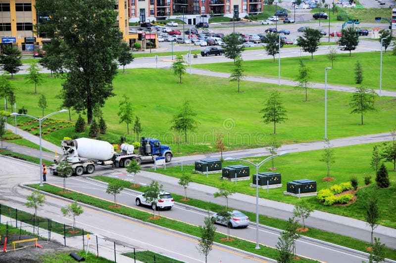 Cement mixer truck stock photo. Image of excavation, action 98482386