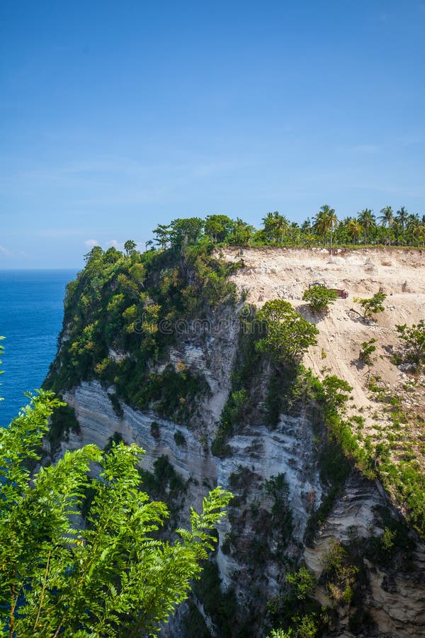 Cement Mining With Ocean View On Nusa Penida, Indonesia Stock Image