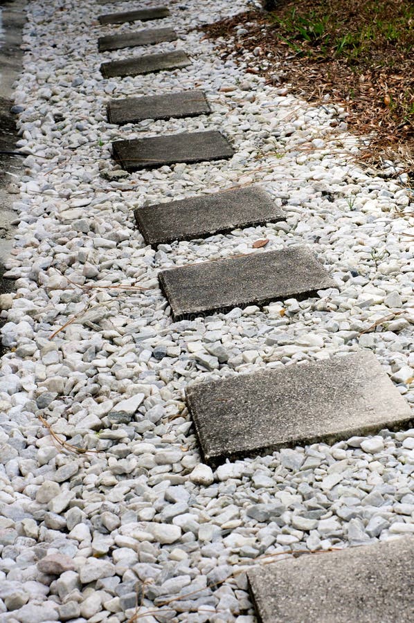 Cement Stepping Stone Walkway Stock Photo Image of grey, gravel 67062928