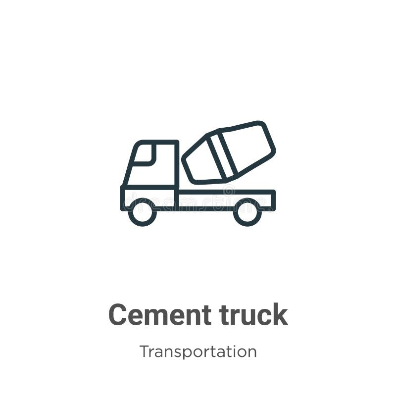 Cement Truck Outline Vector Icon. Thin Line Black Cement Truck Icon