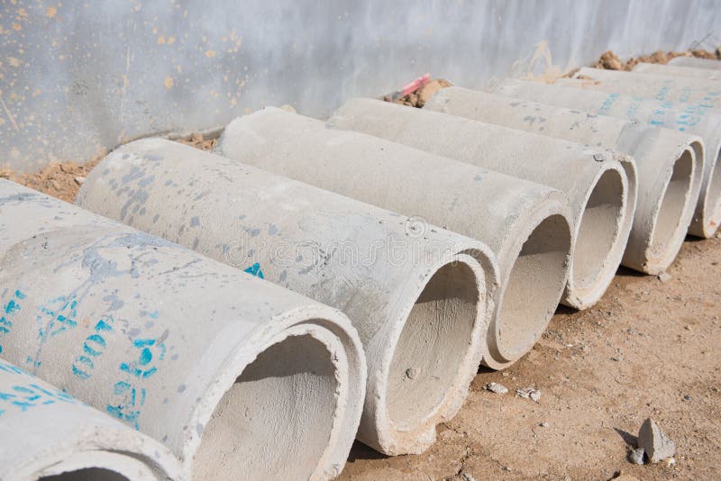 Cement Tube for Construction at Construction Site Stock Image Image