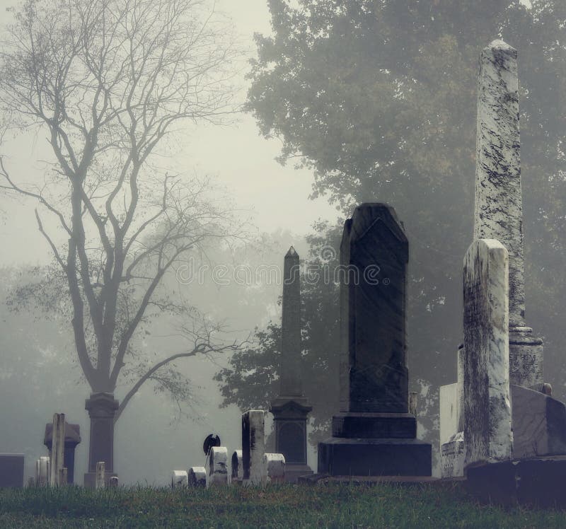Fog settling into an old graveyard. Fog settling into an old graveyard.
