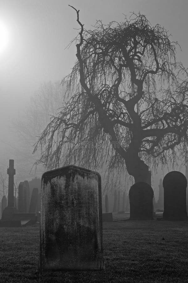 Spooky old cemetery on a foggy day. Spooky old cemetery on a foggy day