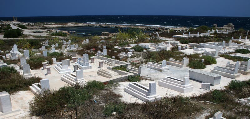 Muslim graves in a cemetery outside the town Monastir in Tunisia. Muslim graves in a cemetery outside the town Monastir in Tunisia