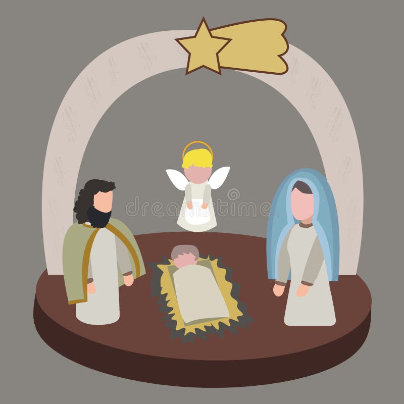 Cena da natividade no estilo isométrico na ilustração do vetor ilustração stock Cena da natividade no estilo isométrico na ilustração do vetor ilustração stock