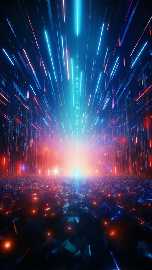 Cena de discoteca viva com raios brilhantes azuis e vermelhos ilustração stock