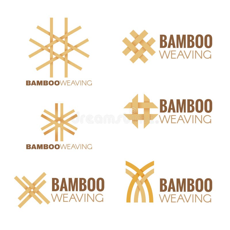 A cenografia de tecelagem de bambu do vetor do logotipo