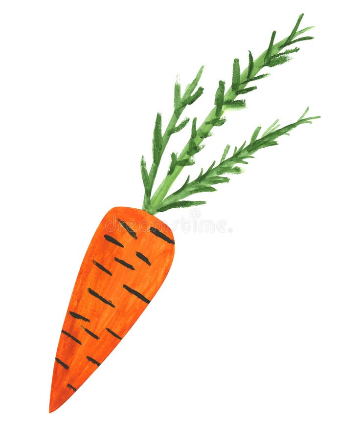 A child drawing of a a carrot, painted, then scanned. A child drawing of a a carrot, painted, then scanned