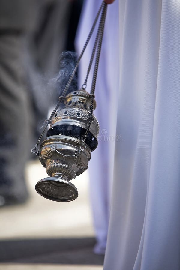 Censer of Silver or Alpaca To Burn Incense in the Holy Week Stock Photo