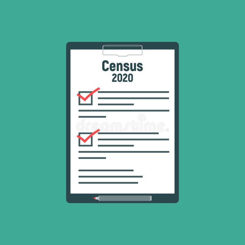 Census 2020. Clipboard in pen in hand. Vector illustration flat design. Folder with documents. icon vector illustration