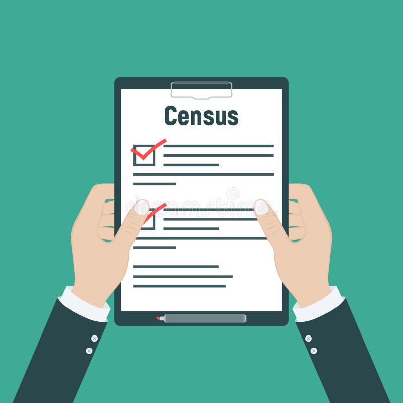 Census. Clipboard in pen in hand. Vector illustration flat design. Folder with documents. icon vector illustration