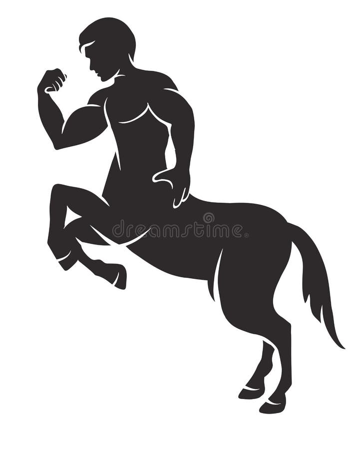 Vector black and white silhouette of a mythical creature centaur. Vector black and white silhouette of a mythical creature centaur