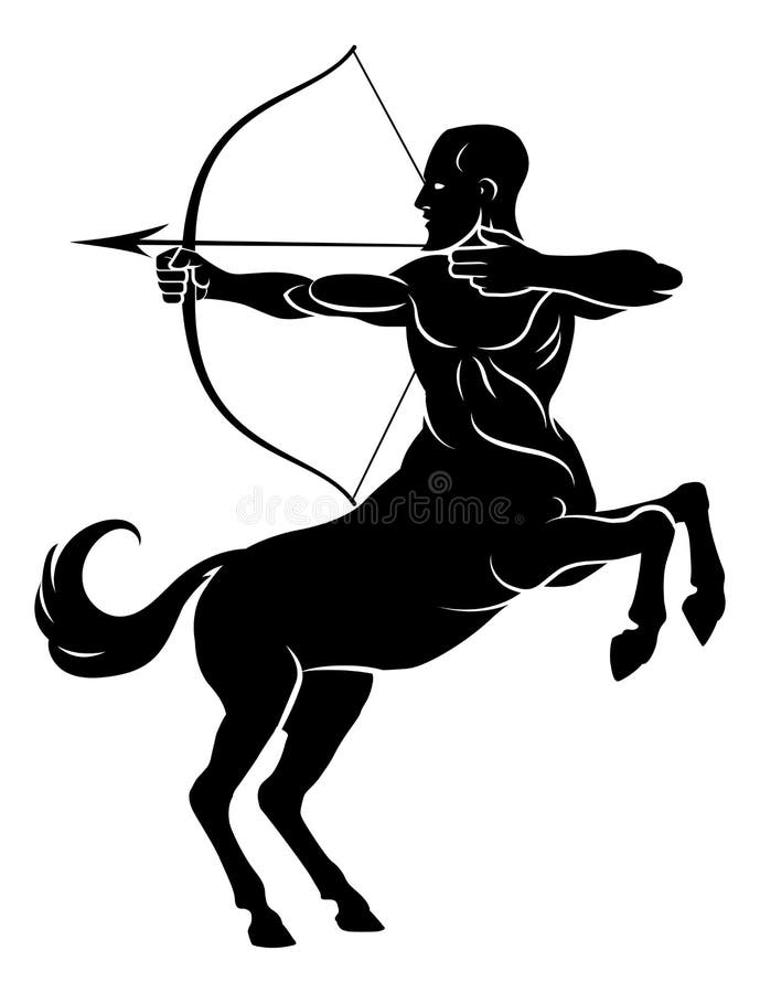 Centaur concept of mythical centaur archer horse man character with a bow and arrow. Centaur concept of mythical centaur archer horse man character with a bow and arrow