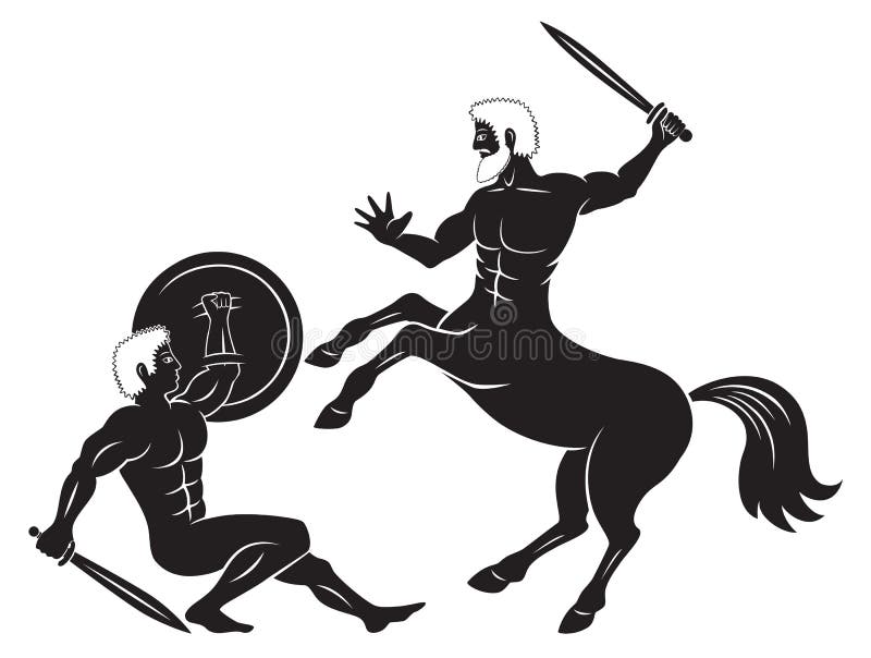 The figure shows a centaur and Hercules. The figure shows a centaur and Hercules