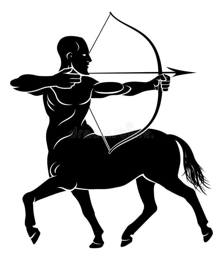 Archer centaur half horse half man character holding a bow and arrows. Archer centaur half horse half man character holding a bow and arrows