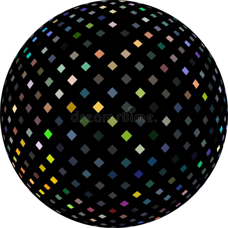 Centelleos del reflejo del holograma en la bola negra 3d Bola del disco aislada ilustración del vector Centelleos del reflejo del holograma en la bola negra 3d Bola del disco aislada ilustración del vector