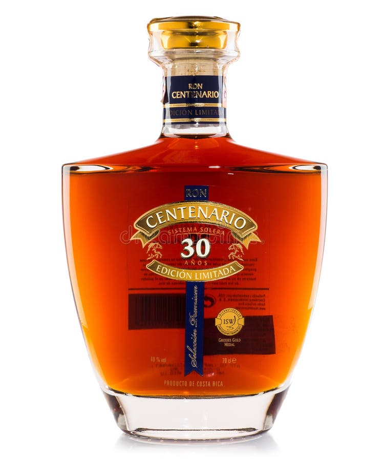 Centenario 30 year old rum editorial image. Image of bottle 86190515