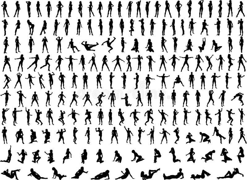 Centenas de silhuetas dos povos ilustração stock Centenas de silhuetas dos povos ilustração stock