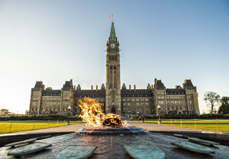 Center Block And The Peace Tower In Parliament Hill At Ottawa In Canada  Stock Image - Image of bell, canadian: 129337077