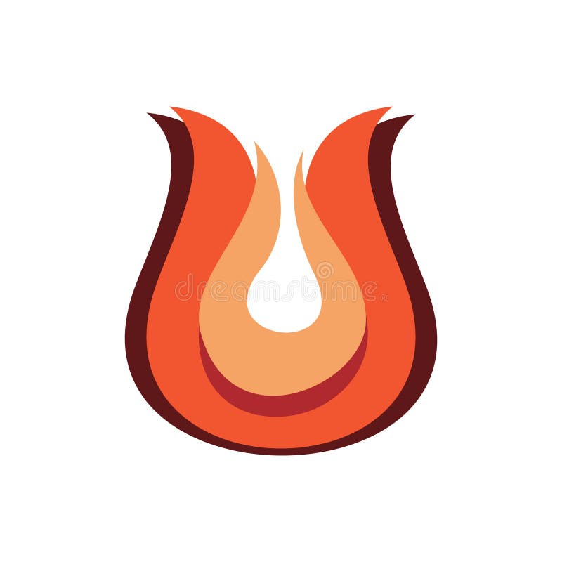 Center Fire Flame Unique Shape Logo Design Stock Vector Illustration