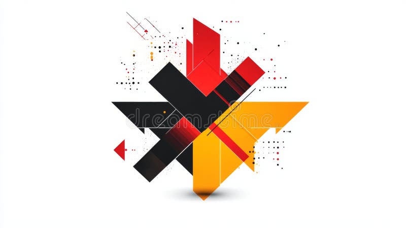 At the center of the image is a black Christian cross, encircled by a pattern of abstract geometric shapes and colored stock illustration
