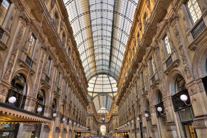 Galleria Vittorio Emanuele shopping Center at sunset Milan, Italy. Galleria Vittorio Emanuele shopping Center at sunset Milan, Italy