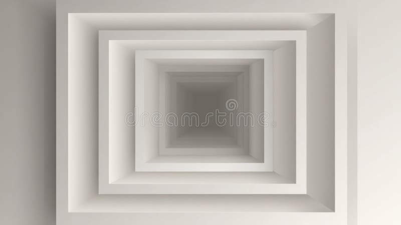 Centered depth effect with symmetrical abstract light-gray walls royalty free stock photos