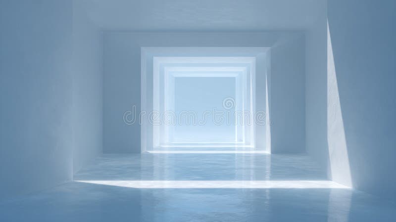 Centered depth effect with symmetrical abstract light-gray walls royalty free stock image