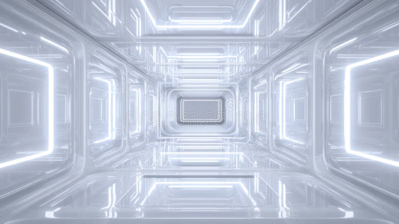 Centered depth effect with symmetrical abstract light-gray walls stock photos