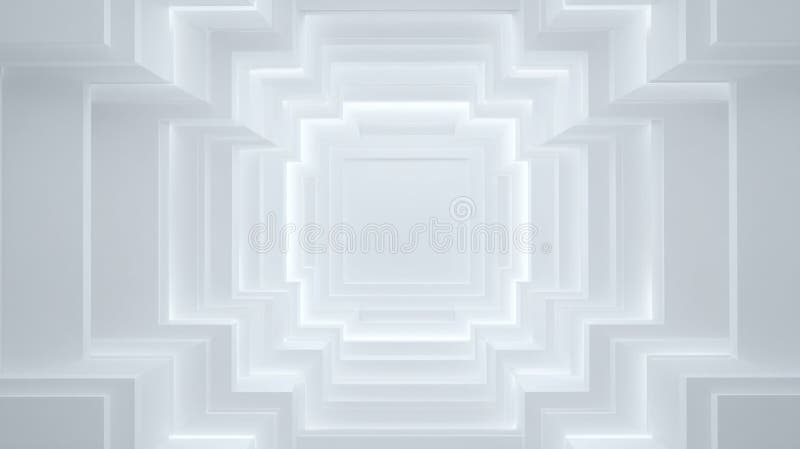 Centered depth effect with symmetrical abstract light-gray walls. Generative AI