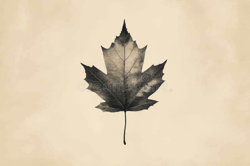 Centered leaf outline on a neutral background with ample negative space for minimalism royalty free stock image