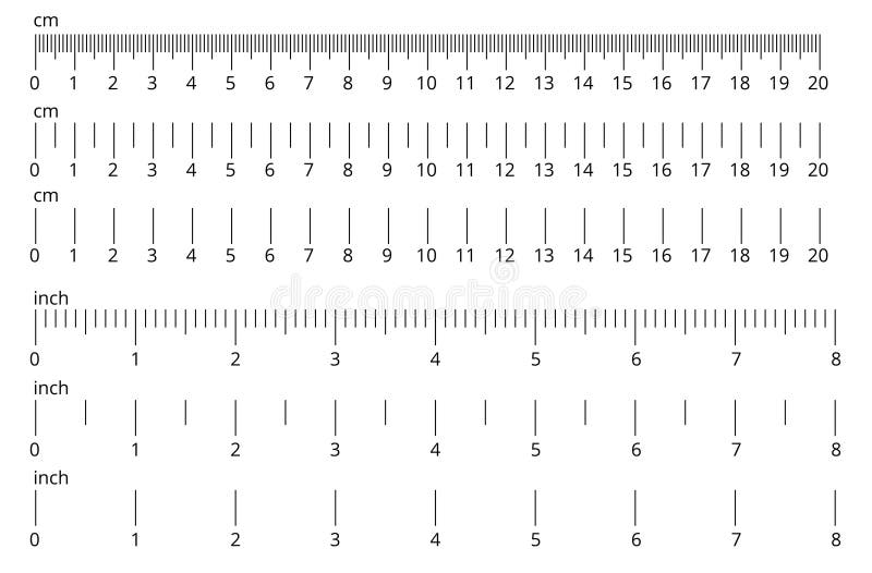 Inch And Metric Rulers Set. Centimeters And Inches Measuring Scale Cm ...