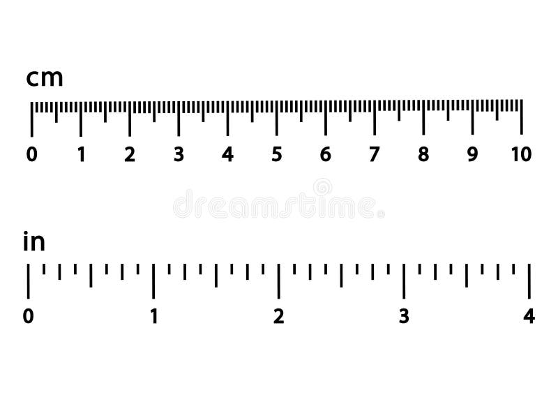 Centimeters and inches. Black scale with numbers for rulers. Different units of measurement. Vector