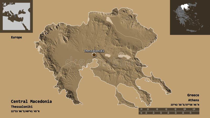 Central Macedonia, decentralized administration of Greece,. Previews. Administrative royalty free illustration