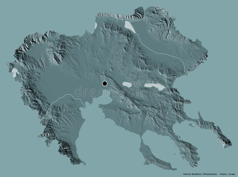 Central Macedonia, decentralized administration of Greece, on solid. Administrative stock illustration