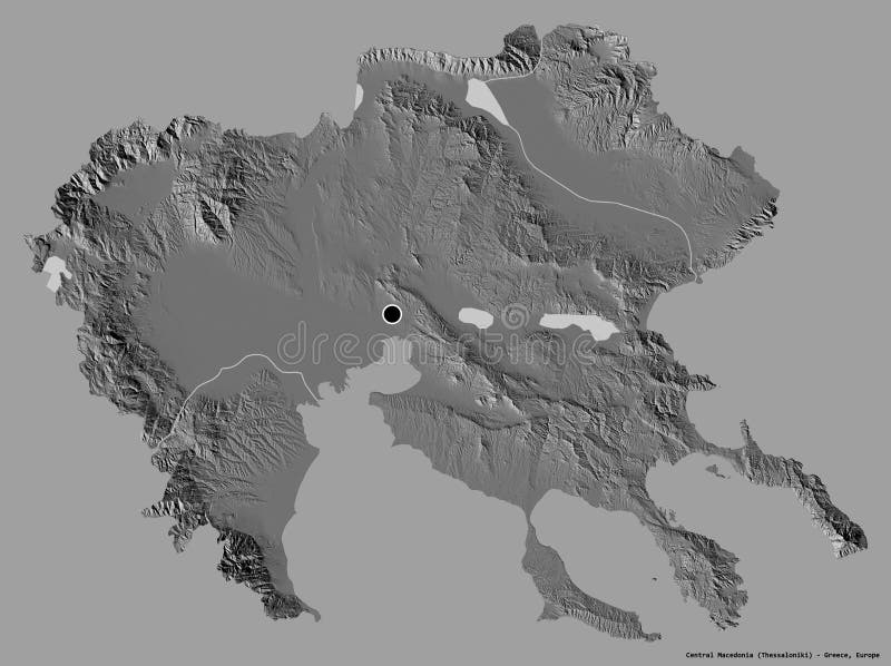 Central Macedonia, decentralized administration of Greece, on solid. Bilevel stock illustration