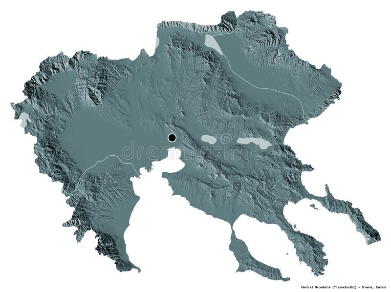 Central Macedonia, decentralized administration of Greece, on white. Administrative vector illustration
