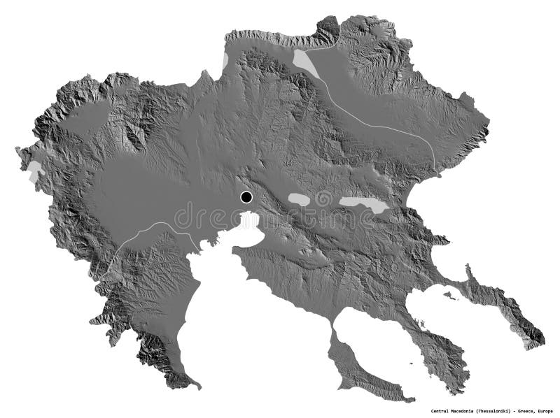 Central Macedonia, decentralized administration of Greece, on white. Bilevel vector illustration