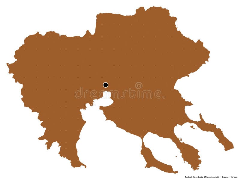 Central Macedonia, decentralized administration of Greece, on white. Pattern stock illustration