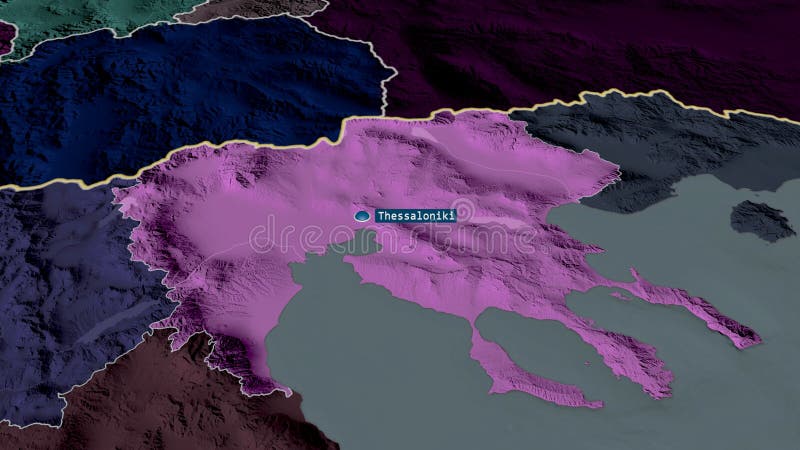 Central Macedonia, Greece - highlighted with capital. Administrative royalty free illustration