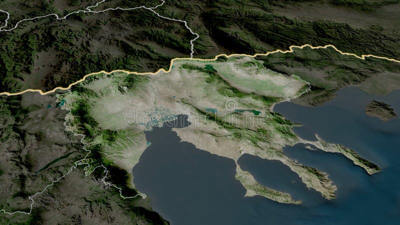 Central Macedonia, Greece - highlighted. Satellite vector illustration