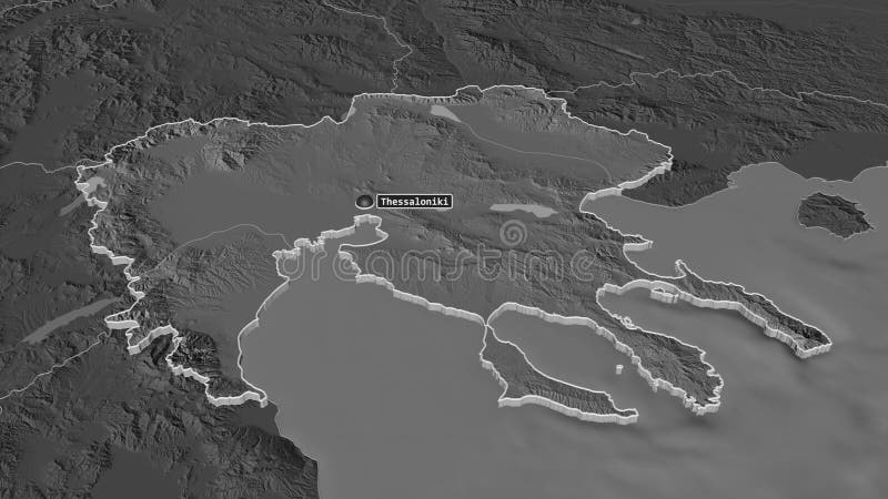 Central Macedonia, Greece - extruded with capital. Bilevel royalty free illustration