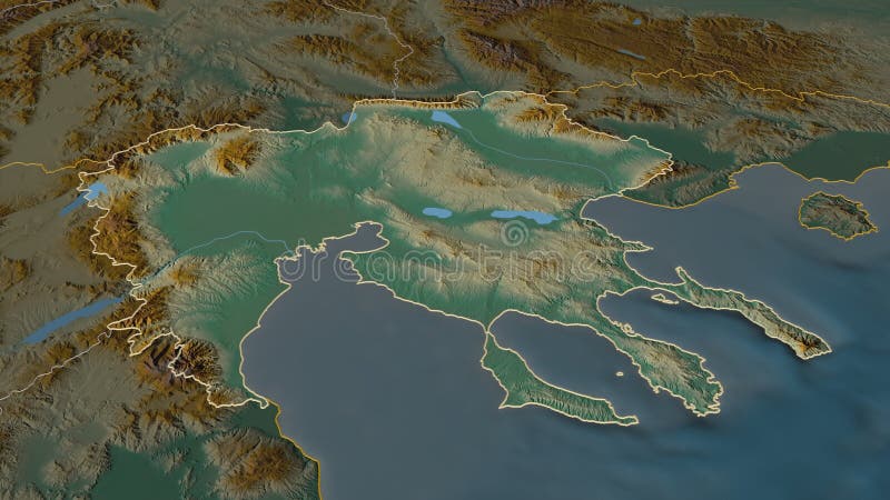 Central Macedonia, Greece - outlined. Relief royalty free illustration