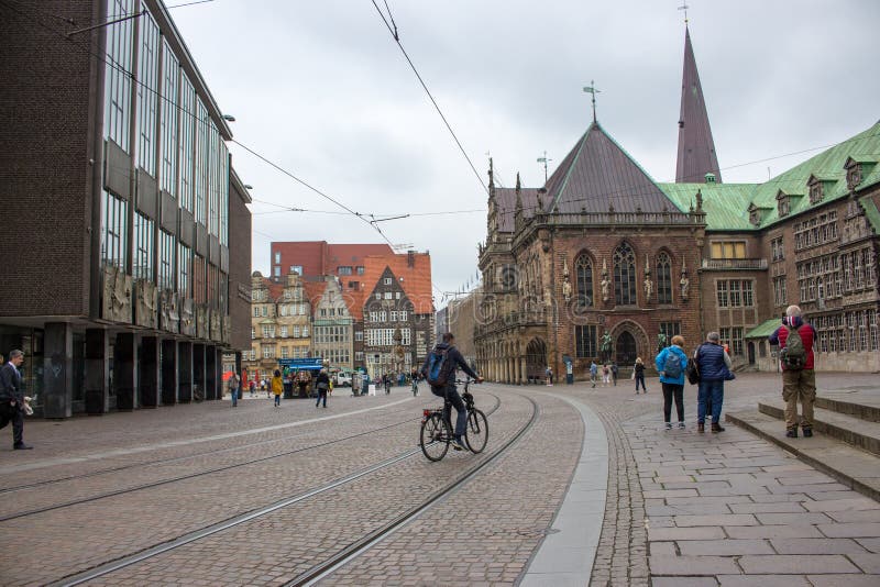 Central market square of Bremen. European city landmark. Summer travel concept. stock images Central market square of Bremen. European city landmark. Summer travel concept. stock images