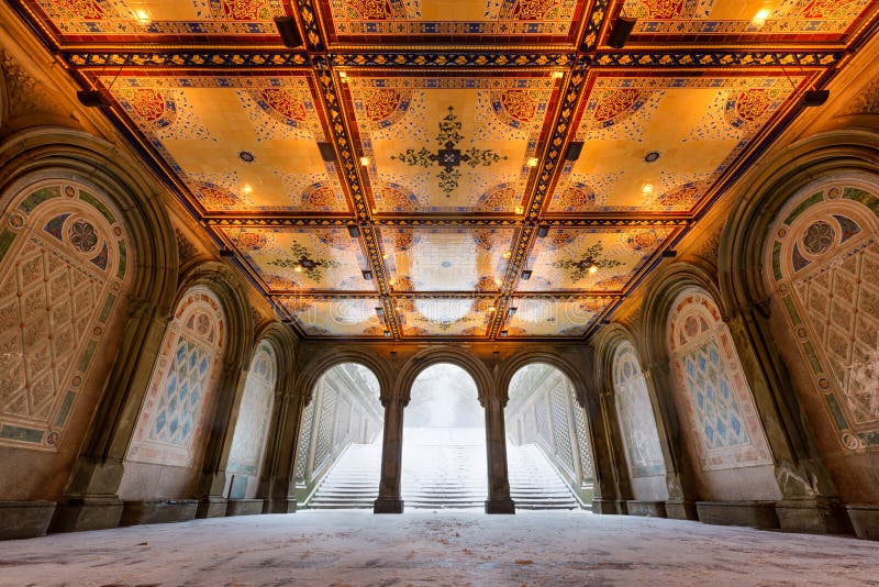 Bethesda Terrace Grand Staircase in Central Park Editorial