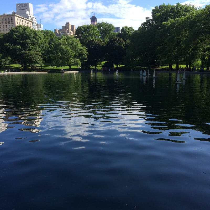 Central Park Boat Pond editorial stock image. Image of reflection ...