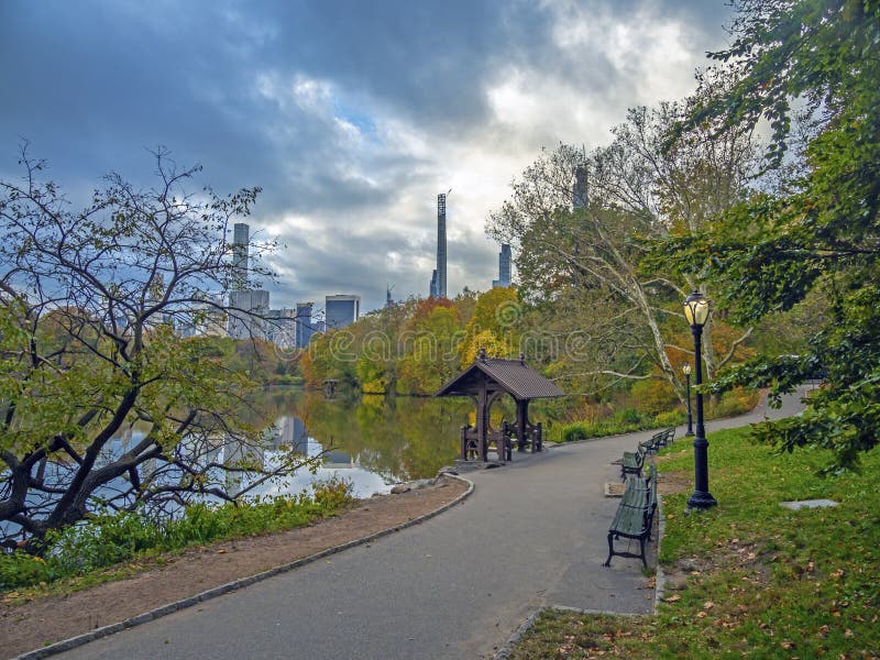 Central Park, New York City at the Lake Stock Image - Image of york ...