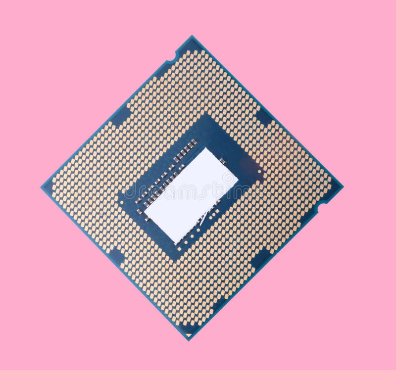 Central Processor unit isolated on pink background at dry sunny stock image