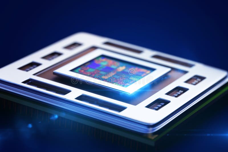 Central processor unit on mainboard stock images